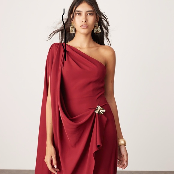 asos red one shoulder dress ASOS Design - One Shoulder Maxi Dress - Women - Polyester - M